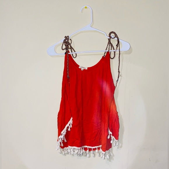 white fringe tassels and detailed tie shoulders blouse - Picture 3 of 6